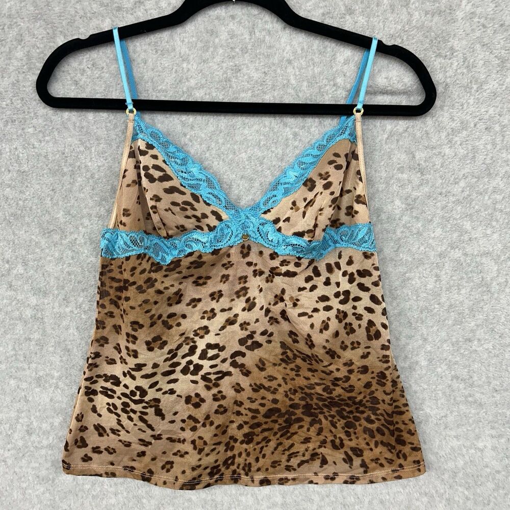 Y2k Victoria’s Secret very sexy leopard mesh camisole lace trim Size Large